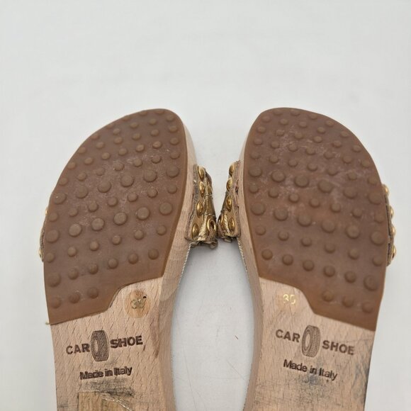 THE ORIGINAL CAR SHOE Gold Tassel Wooden Slip On Italy Womens 35 4.5 Leather - Picture 7 of 11